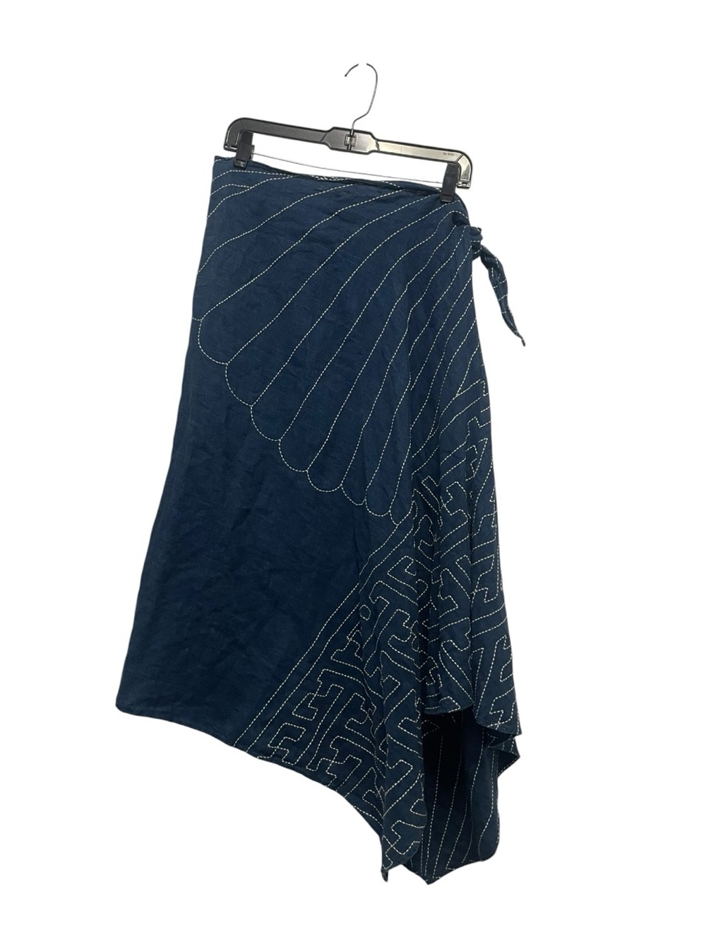 Vintage Lauren Ralph Lauren Wrap Skirt Beach Pool Summer Midi Blue Linen Rare 6